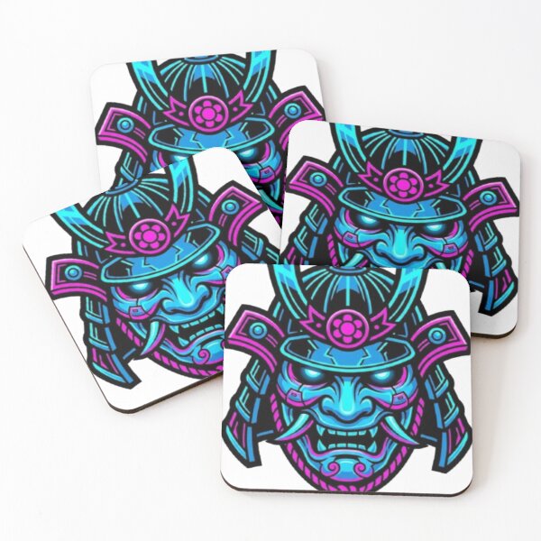 Item preview, Cyberpunk Samurai Oni Mask Neon Techwear Graphic designed and sold by AlphaGacha.
