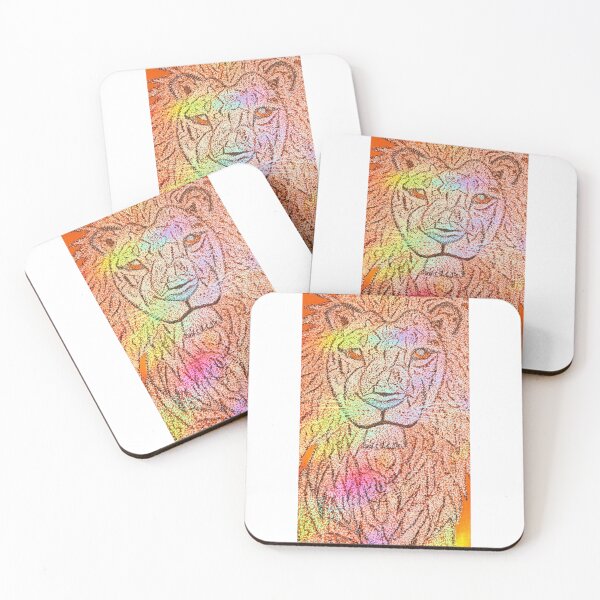 Item preview, ​The Rainbow Lion - High-Contrast Ink Stippling Art designed and sold by PareidoliaMan.