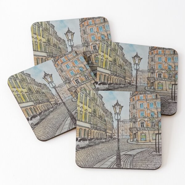 Item preview, Lutherplatz on Pulsnitzer Straße – Dresden Neustadt Ink & Watercolor designed and sold by UMA Urban Sketch.