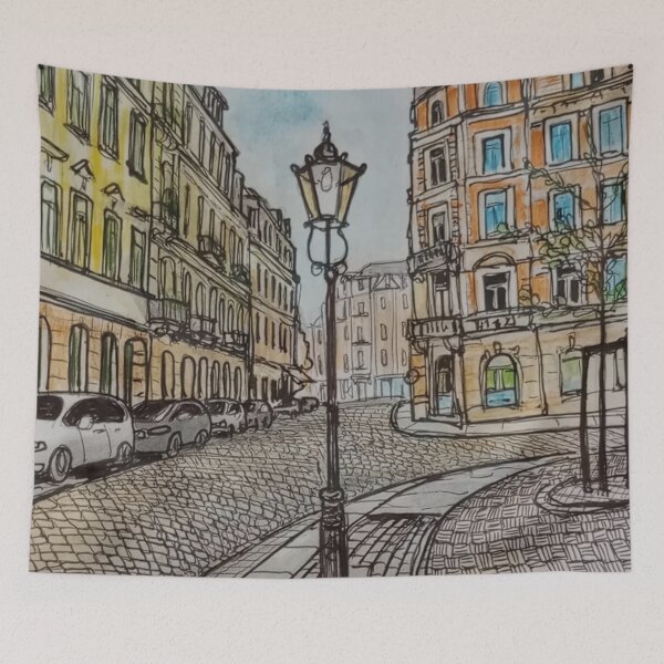 Item preview, Lutherplatz on Pulsnitzer Straße – Dresden Neustadt Ink & Watercolor designed and sold by UMA Urban Sketch.