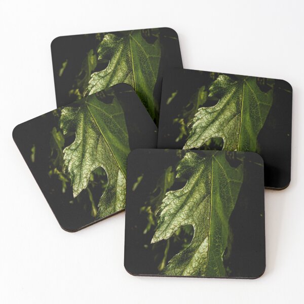Item preview, Green Leaf Close-Up Against Dark Background designed and sold by LueNoir.