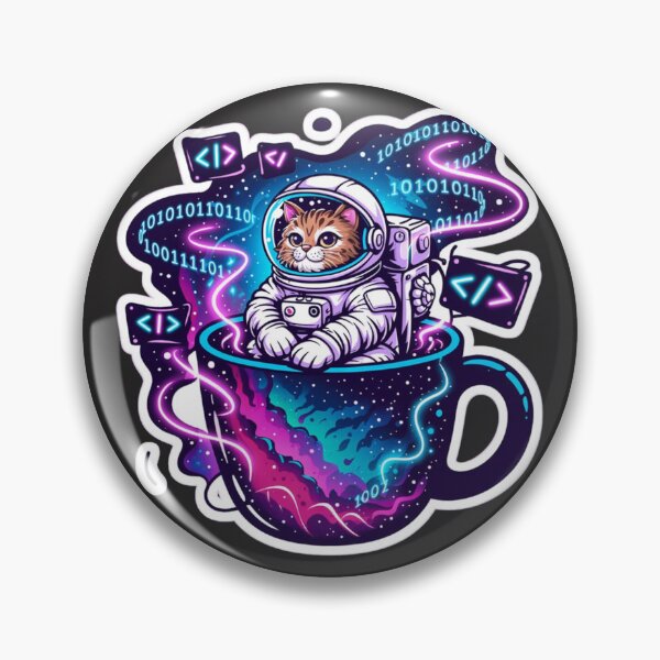 Item preview, Space Cat Programmer in Coffee Mug Cute Developer Sticker designed and sold by Barkashow.