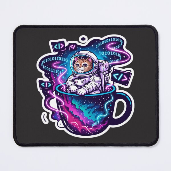 Item preview, Space Cat Programmer in Coffee Mug Cute Developer Sticker designed and sold by Barkashow.