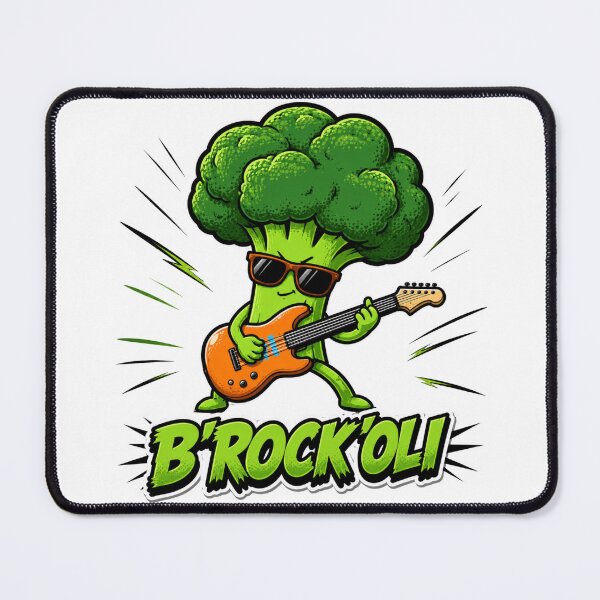 Item preview, B’Rock’Oli Funny Broccoli Rock Guitar Cartoon designed and sold by Nano-Threads.