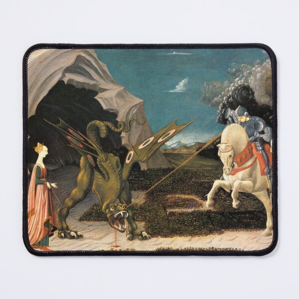 Item preview, Saint George and the Dragon by Paolo Uccello - Surreal Fantasy Painting Dragon Knight Art for Mythology Lovers designed and sold by RickE.