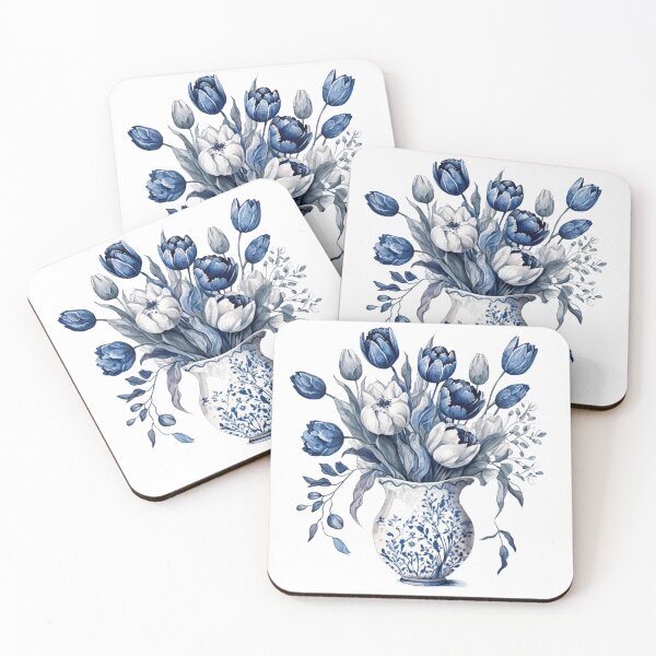 Item preview, Blue And White Tulips in a Vase designed and sold by WJ Cozy Creations.