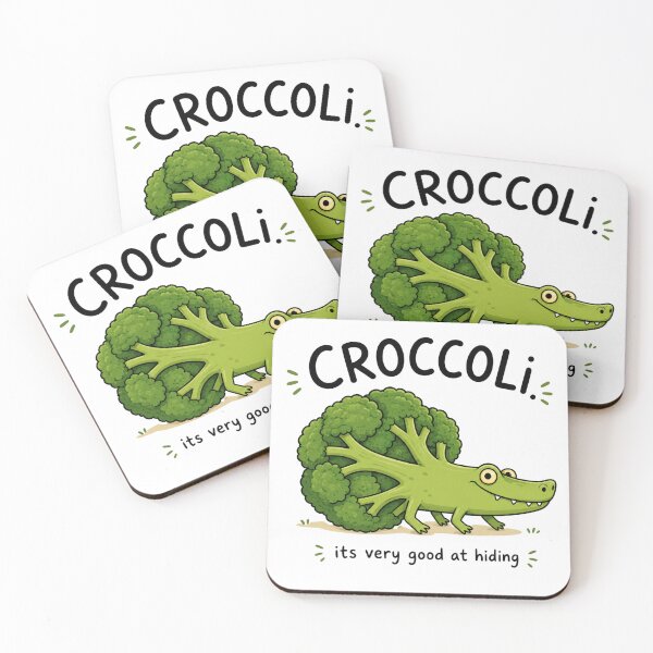 Item preview, Croccoli Funny Broccoli Crocodile Pun Cartoon designed and sold by Nano-Threads.