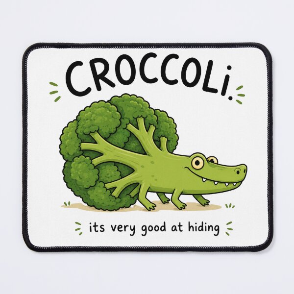 Item preview, Croccoli Funny Broccoli Crocodile Pun Cartoon designed and sold by Nano-Threads.