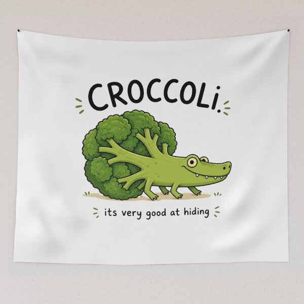 Item preview, Croccoli Funny Broccoli Crocodile Pun Cartoon designed and sold by Nano-Threads.