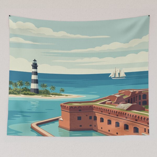 Item preview, Parque Nacional Dry Tortugas, EE. UU. Viajes vintage designed and sold by RareDeerArt.