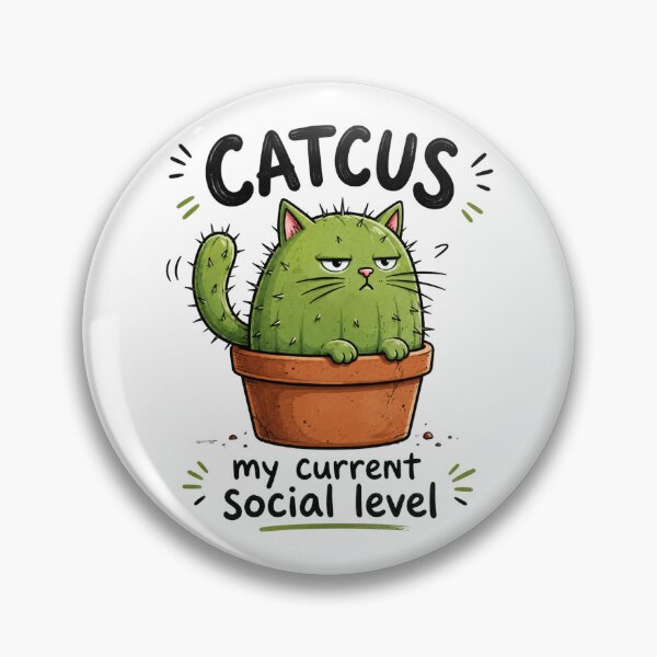 Item preview, Catcus My Current Social Level Funny Cat designed and sold by Nano-Threads.