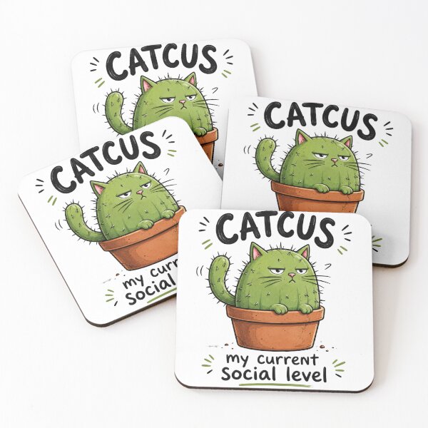Item preview, Catcus My Current Social Level Funny Cat designed and sold by Nano-Threads.