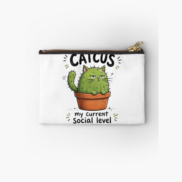 Item preview, Catcus My Current Social Level Funny Cat designed and sold by Nano-Threads.