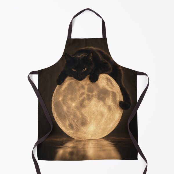 Item preview, Black Cat on the Moon | Mystical Witchcore Fantasy Art designed and sold by WhimsyWink.
