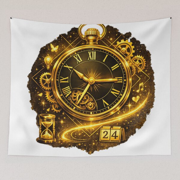 Item preview, Golden Timekeeper — Ultra Premium Radiant Clock Art designed and sold by InfiniteArchive.