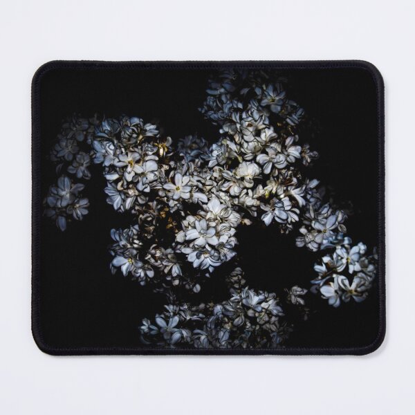 Item preview, White Lilac Cluster Against Pure Black Background designed and sold by LueNoir.