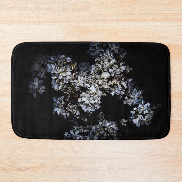 Item preview, White Lilac Cluster Against Pure Black Background designed and sold by LueNoir.