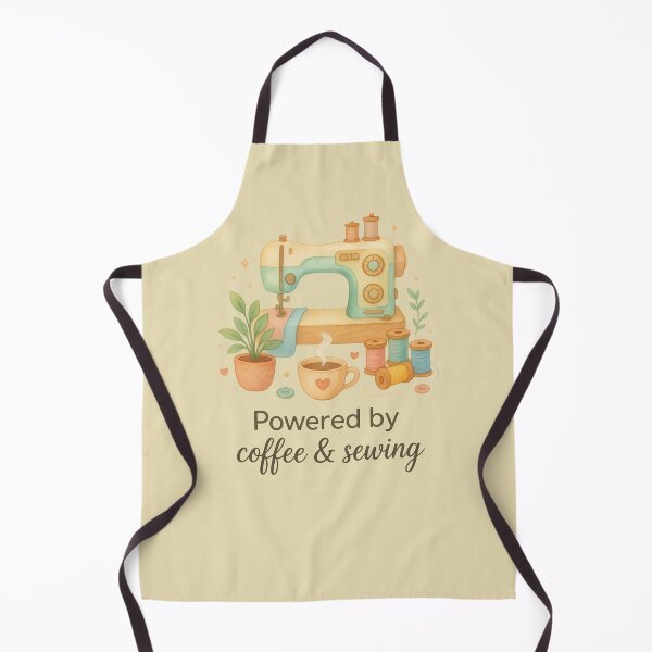 Item preview, Powered by Coffee & Sewing – Cozy Aesthetic Sewing Machine Illustration designed and sold by EverStitchStudio ★★★★★.