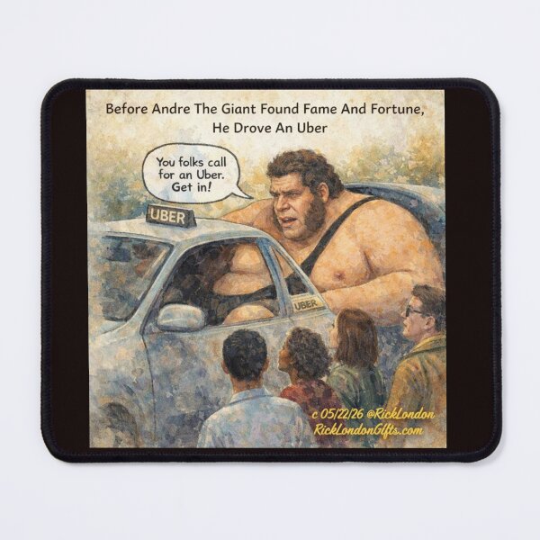 Item preview, Andre The Giant Uber Driver – Funny Cartoon by Rick London designed and sold by Rick London Gifts.