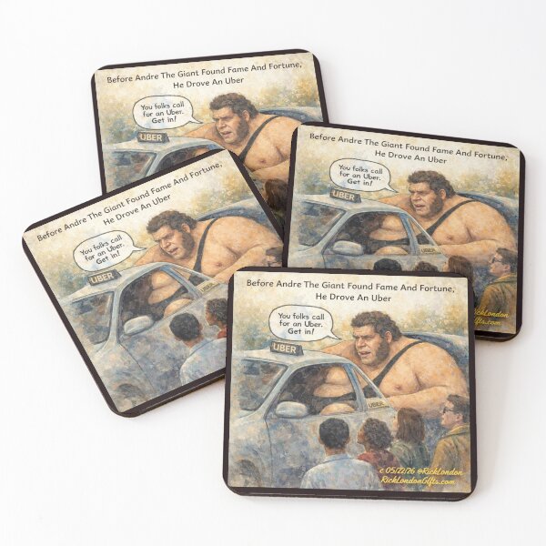 Item preview, Andre The Giant Uber Driver – Funny Cartoon by Rick London designed and sold by Rick London Gifts.