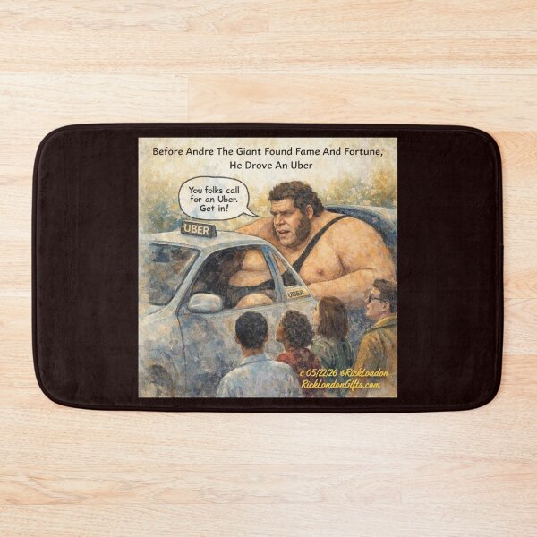 Item preview, Andre The Giant Uber Driver – Funny Cartoon by Rick London designed and sold by Rick London Gifts.