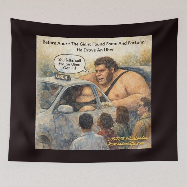 Item preview, Andre The Giant Uber Driver – Funny Cartoon by Rick London designed and sold by Rick London Gifts.