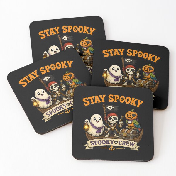 Item preview, Stay Spooky Pirate Crew – Cute Ghost Pirate Skeleton and Pumpkin Parrot Halloween Desig designed and sold by Fangtasia77.