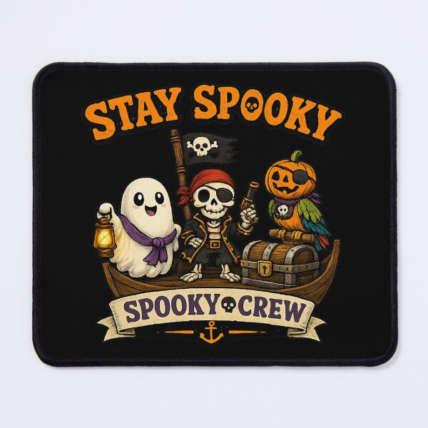 Item preview, Stay Spooky Pirate Crew – Cute Ghost Pirate Skeleton and Pumpkin Parrot Halloween Desig designed and sold by Fangtasia77.