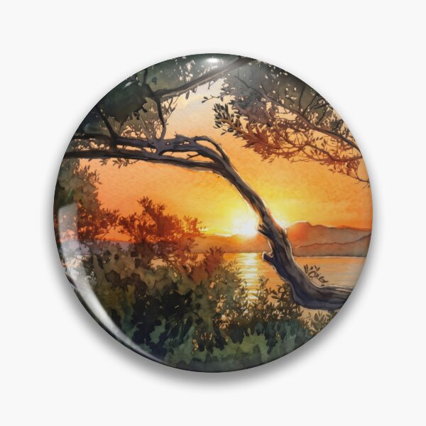 Item preview, Sunset Through Trees in Var —  Watercolor Transformation from Real Photography designed and sold by M.ALK.Watercolor.