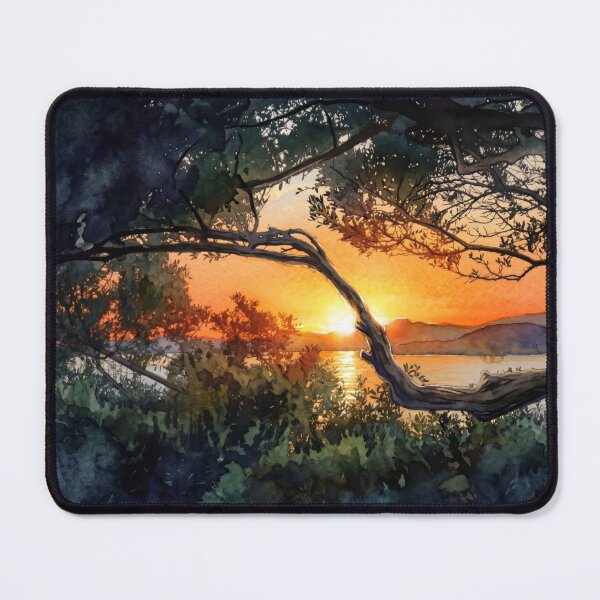 Item preview, Sunset Through Trees in Var — Watercolor Transformation from Real Photography designed and sold by M.ALK.Watercolor.