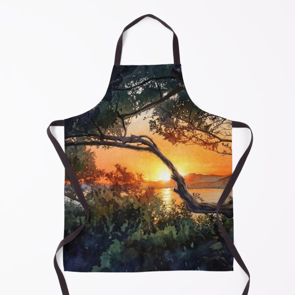 Item preview, Sunset Through Trees in Var — Watercolor Transformation from Real Photography designed and sold by M.ALK.Watercolor.