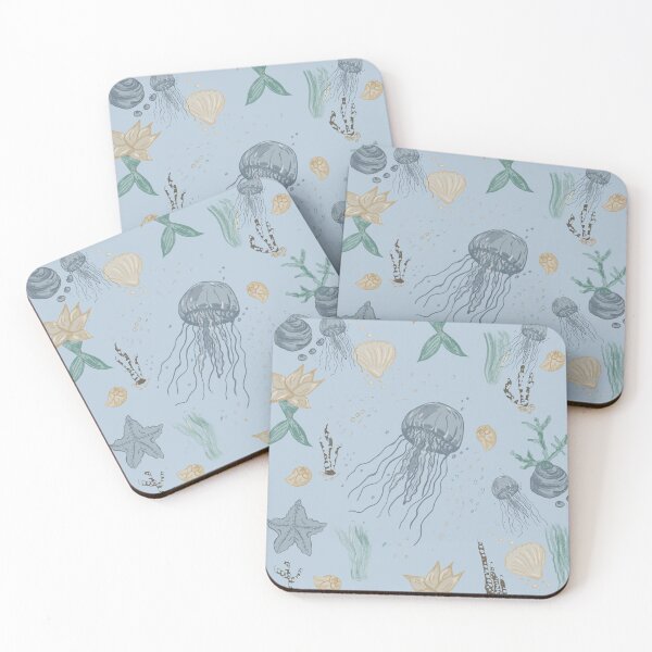 Item preview, Dreamy Jellyfish Ocean Pattern – Coastal Blue Aesthetic designed and sold by GleiciLeal.
