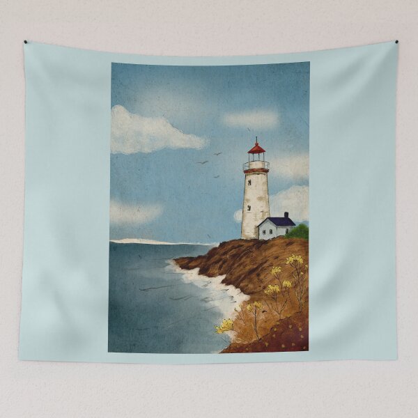 Item preview, Retro Vintage Beach Lighthouse  designed and sold by ellealsopaints.