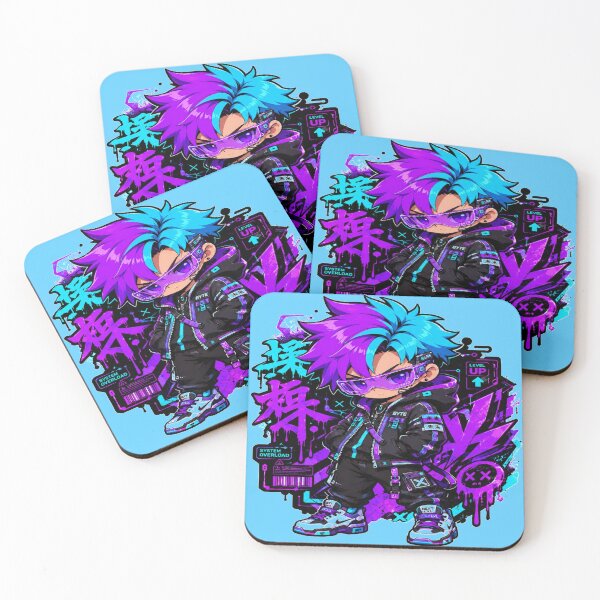 Item preview, Cyberpunk Gamer Boy Neon Streetwear art designed and sold by StickersHul.