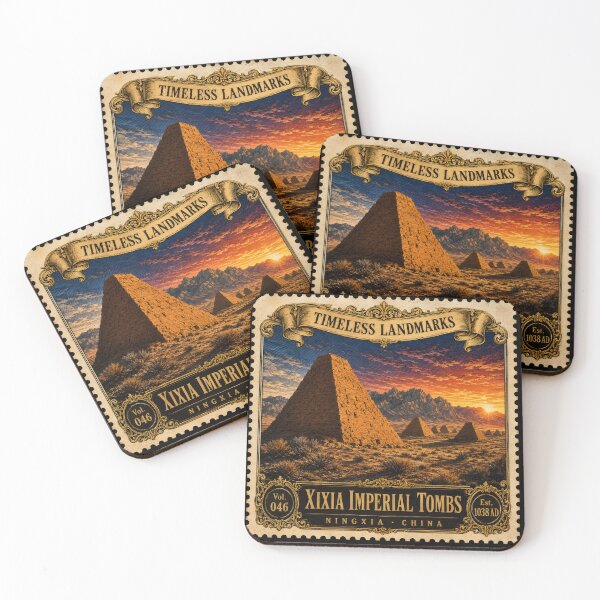 Item preview, Xixia Imperial Tombs Print — Timeless Landmarks Art — China Travel Poster — Ancient Pyramids Vol. 046 designed and sold by Martin's_Design.