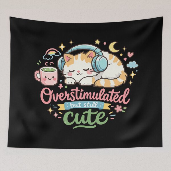 Item preview, Overstimulated But Still Cute Pastel Kawaii Cat designed and sold by MartBook.