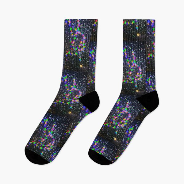 Item preview, The view through a rain-soaked windshield of colorful strings of lights designed and sold by mydreamlifeshop.