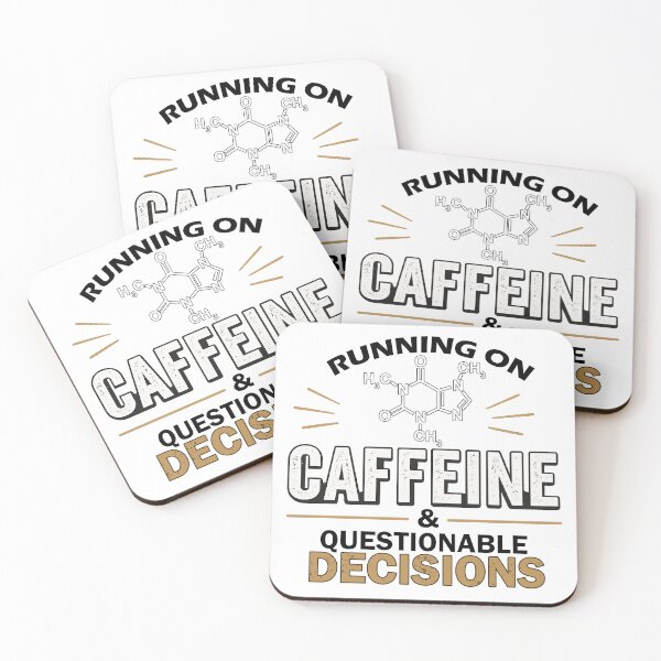 Item preview, Running On Caffeine & Questionable Decisions – Funny Coffee Molecule Shirt designed and sold by Barely Operational.