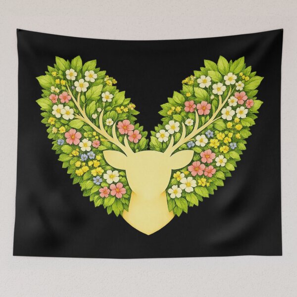 Item preview, Floral Deer Silhouette — Spring Botanical Wildlife Art designed and sold by ArtoryWorks.