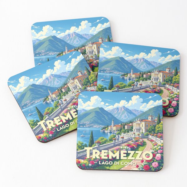 Item preview, Tremezzo, Lago di Como, Italy: Vintage-Style Painterly Travel Poster designed and sold by LSVart.