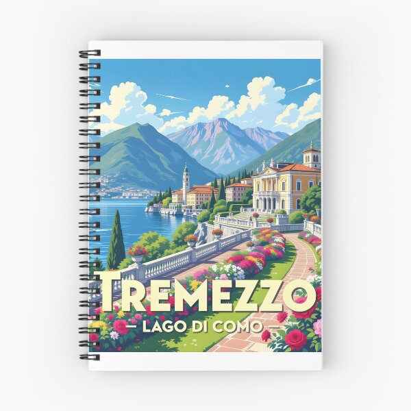 Item preview, Tremezzo, Lago di Como, Italy: Vintage-Style Painterly Travel Poster designed and sold by LSVart.