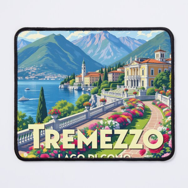 Item preview, Tremezzo, Lago di Como, Italy: Vintage-Style Painterly Travel Poster designed and sold by LSVart.