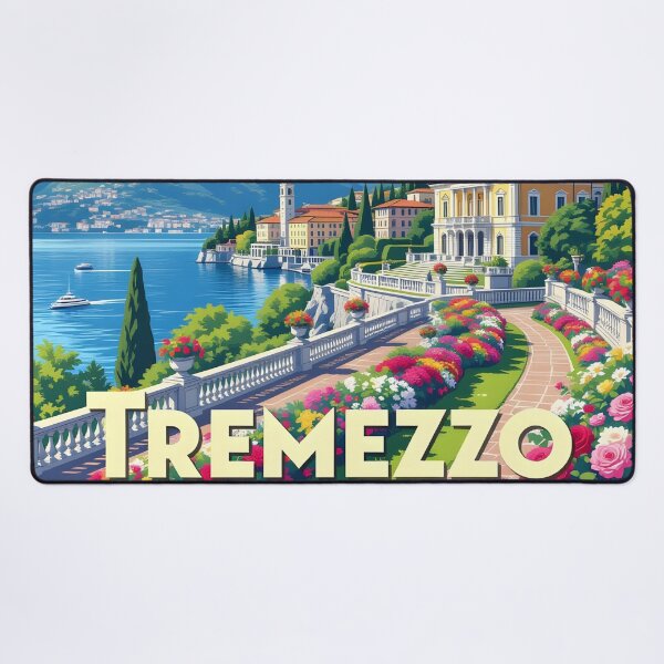 Item preview, Tremezzo, Lago di Como, Italy: Vintage-Style Painterly Travel Poster designed and sold by LSVart.