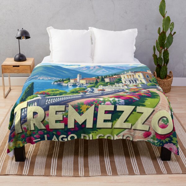 Item preview, Tremezzo, Lago di Como, Italy: Vintage-Style Painterly Travel Poster designed and sold by LSVart.