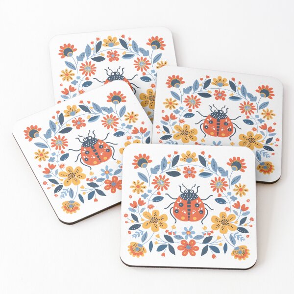 Item preview, Scandinavian Folk Art, Ladybug With Flowers designed and sold by xiao xuans.