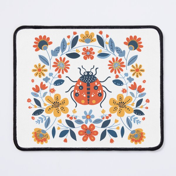 Item preview, Scandinavian Folk Art, Ladybug With Flowers designed and sold by xiao xuans.