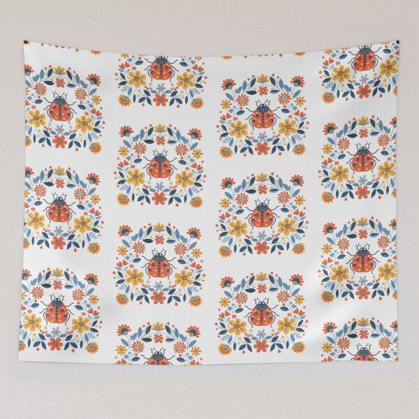 Item preview, Scandinavian Folk Art, Ladybug With Flowers designed and sold by xiao xuans.