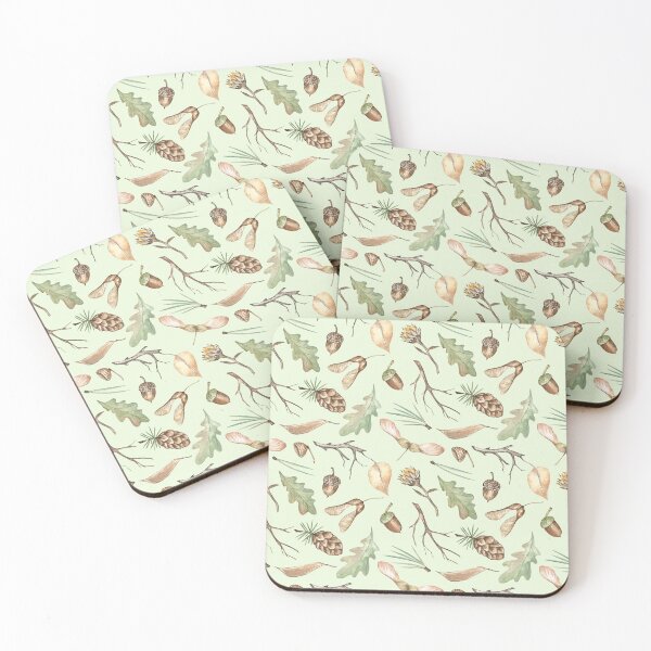 Item preview, Autumn Forest Findings Pattern on Green designed and sold by Flowersforbear.