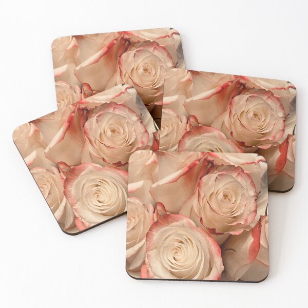 Item preview, Elegant White Roses with Crimson Red Trimmed Edges designed and sold by BalkanBloom.