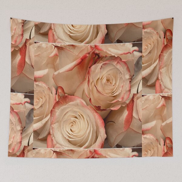Item preview, Elegant White Roses with Crimson Red Trimmed Edges designed and sold by BalkanBloom.